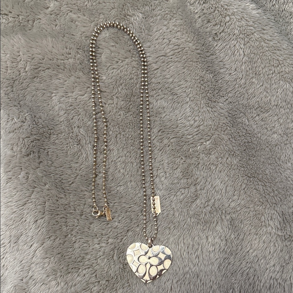 Coach Sterling Silver Heart Pendant Necklace